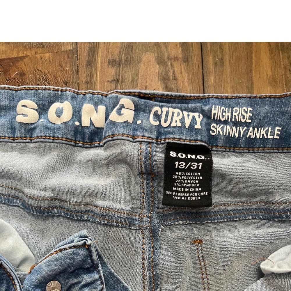 S.O.N.G. Skinny Ankle Jeans High Rise Curvy Women 13/31 Blue Denim Stretch - Picture 3 of 3